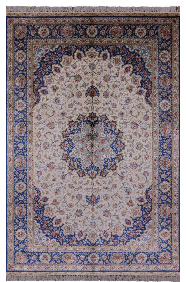 100% Silk High End Persian Hand Knotted Rug 6' 0" X 9' 0''- Q4811