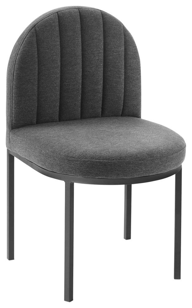 Isla Channel Tufted Upholstered Fabric Dining Side Chair - Black Charcoal