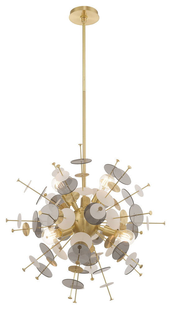 Livex Lighting Satin Brass 6-Light Pendant Chandelier