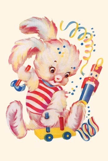 Toy Rabbit at Play- Fine Art Giclee Print 24" x 36"