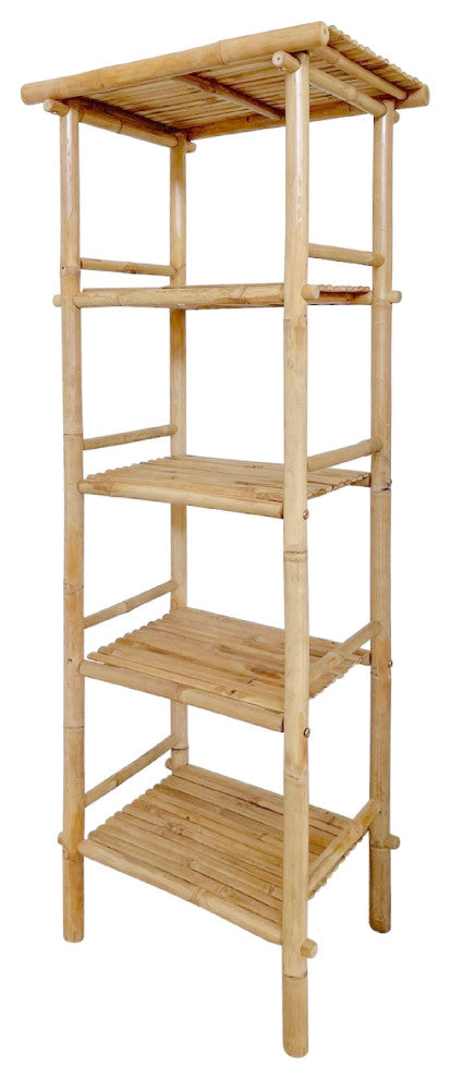 Bamboo 5-tier Free Standing Bookcase Storage Shelf Organizer