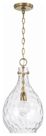 Brentwood One Light Pendant, Aged Brass