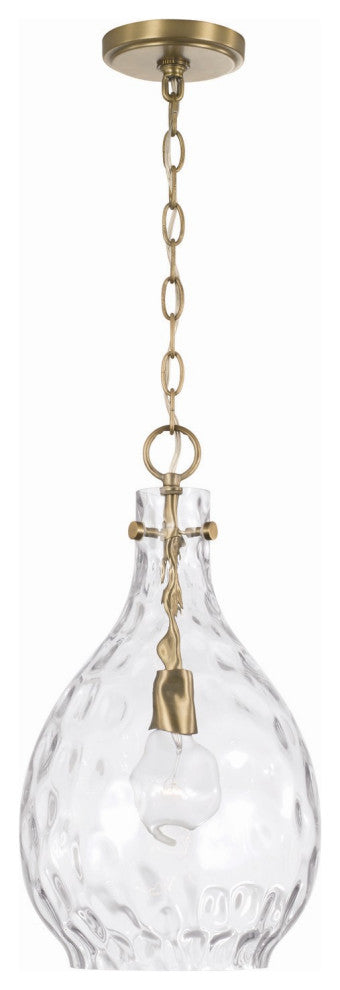 Brentwood One Light Pendant, Aged Brass