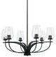 Cavella 6 Light Chandelier, Matte Black Finish, 5" Clear Bubble Glass