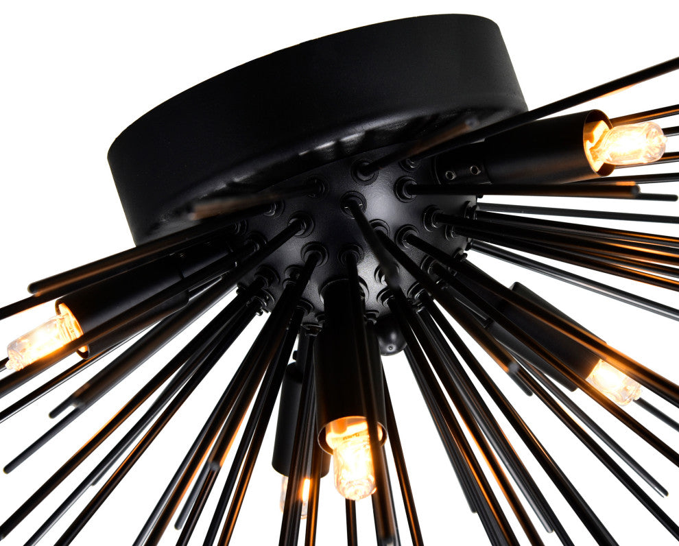 Savannah 6 Light Flush Mount With Black Finish