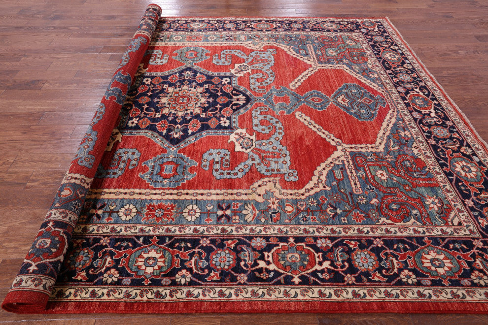 8' 11" X 12' 1" Persian Fine Serapi Handmade Wool Rug - Q12434