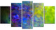 Blue Green Starry Fractal Sky, Contemporary Canvas Art Print, 60"x32", 5 Panels