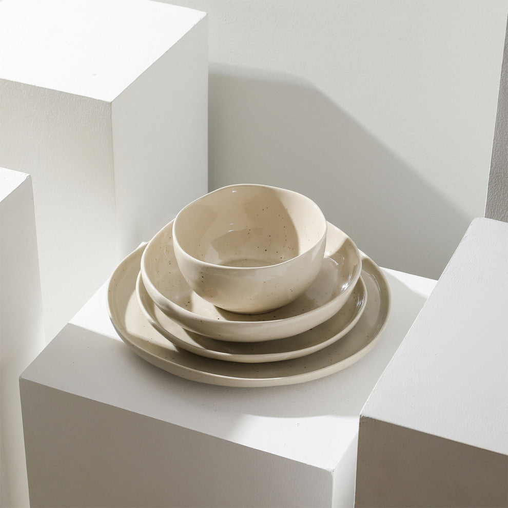 Stone Lain Mirella Stoneware Pasta Bowl Set of 4, Beige
