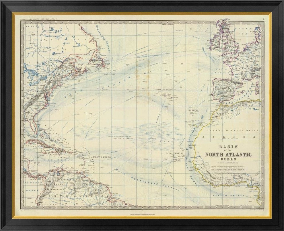 "North Atlantic Ocean, 1861"  by Alexander Keith Johnston, 40x33"