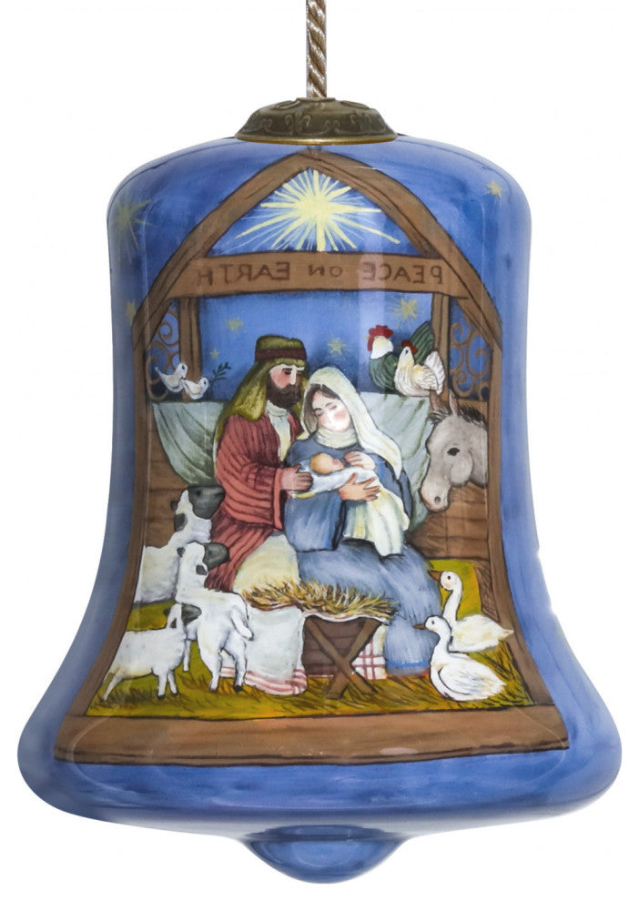 Holy Family Bethlehem Hand Painted Mouth Blown Glass Ornament
