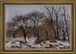 Camille Pissarro Chestnut Orchard in Winter Framed Premium Canvas Print, 18"x27"