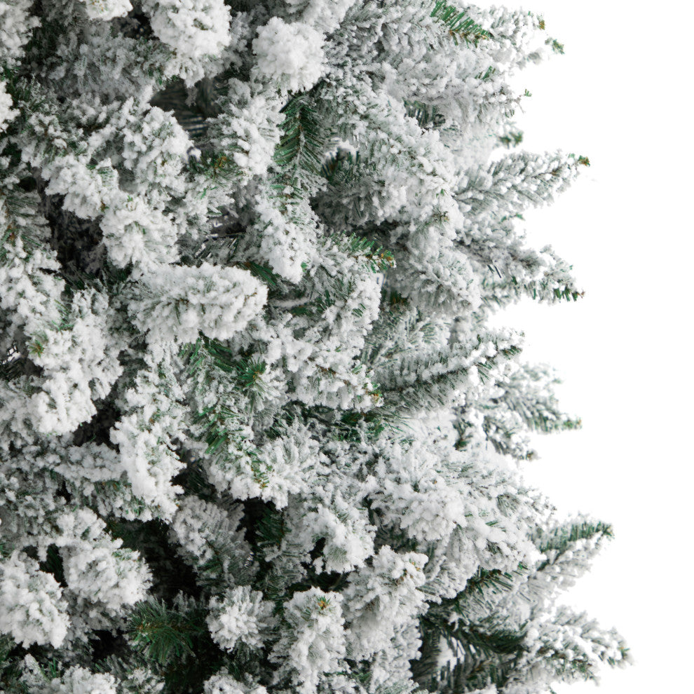 9ft. Slim Flocked Montreal Fir Artificial Christmas Tree