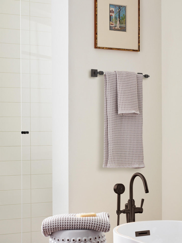 Amerock Glacio Contemporary Towel Bar, Clear/Oil-Rubbed Bronze, 18" Center-to-Ce