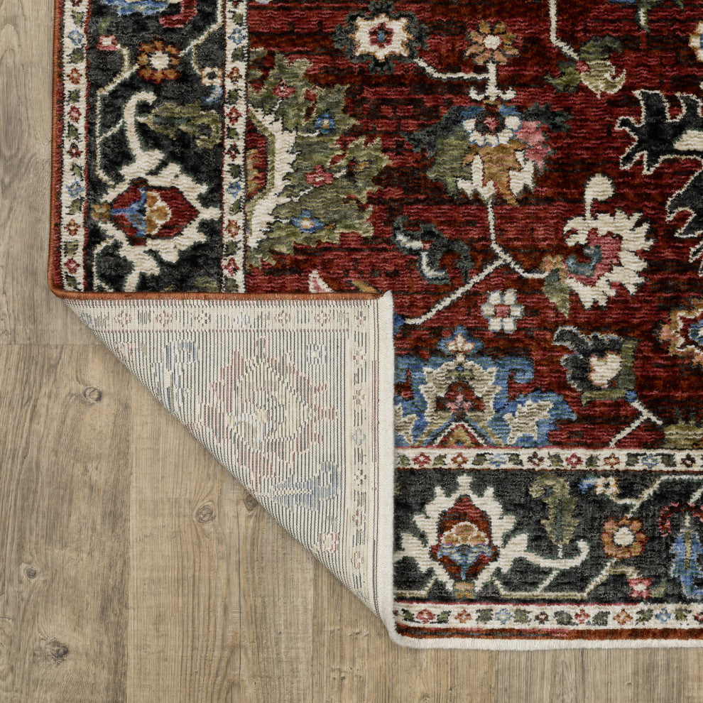 Hanford Bordered Persian Red/Multi Fringe Edge Area Rug 5'3" x 7'6"