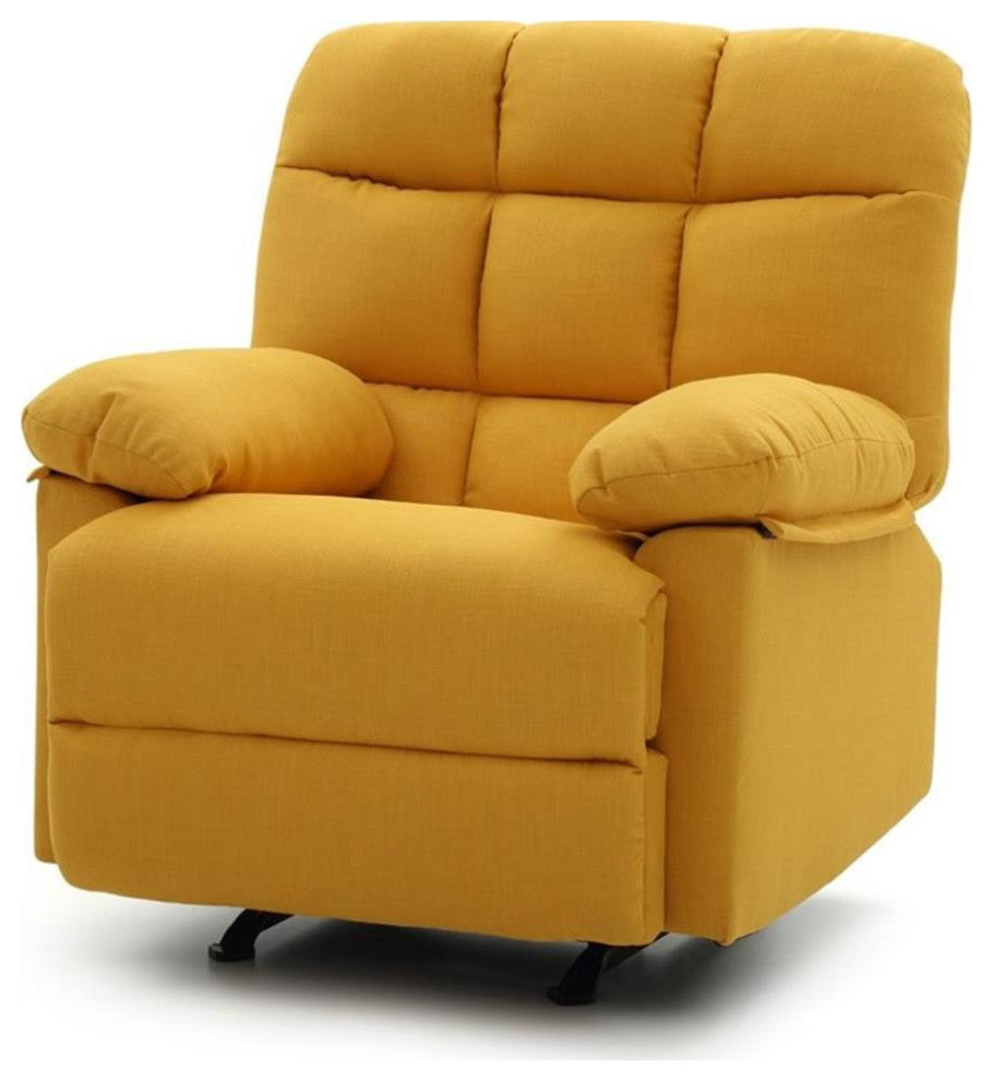 Glory Furniture Cindy Twill Fabric Rocker Recliner in Yellow