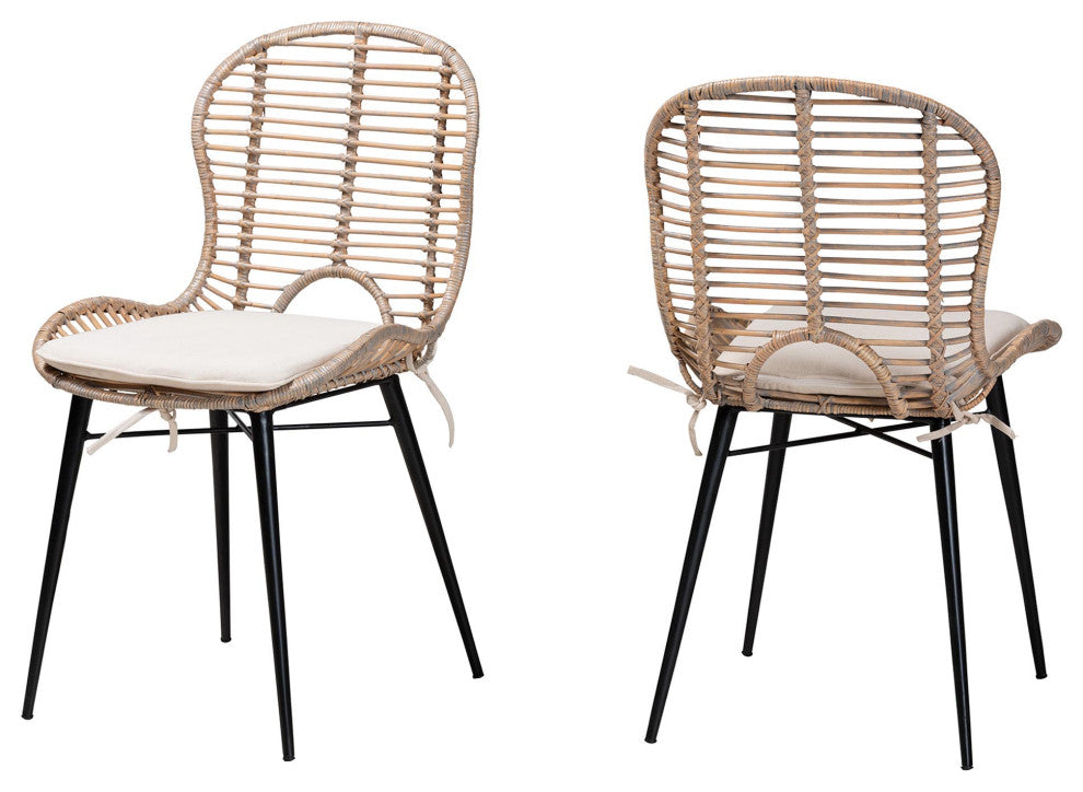 Sheryl Rattan Dining Chairs, Set of 2, Gray Wash