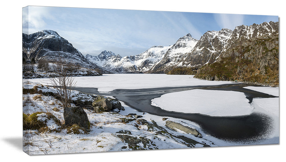 Winter in Lofoten Islands, Large landscape Canvas Art Print, 60"x28"
