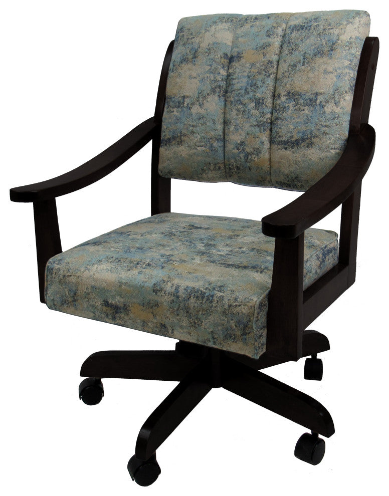 Swivel Wood Dining Caster Chair with Wheels - Casa, Poet Sky and Black