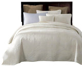 Tache Powder Snow 100% Cotton Solid White Quilt Bedspread Set, California King