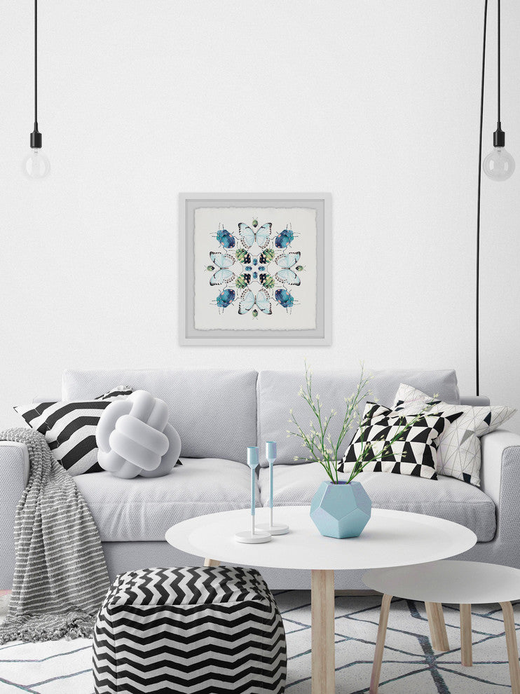 "Beetles and Butterflies" Framed Painting Print, 18"x18"