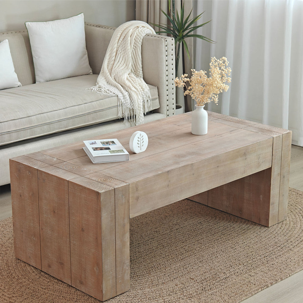 Gewnee Rustic Wood Coffee Table