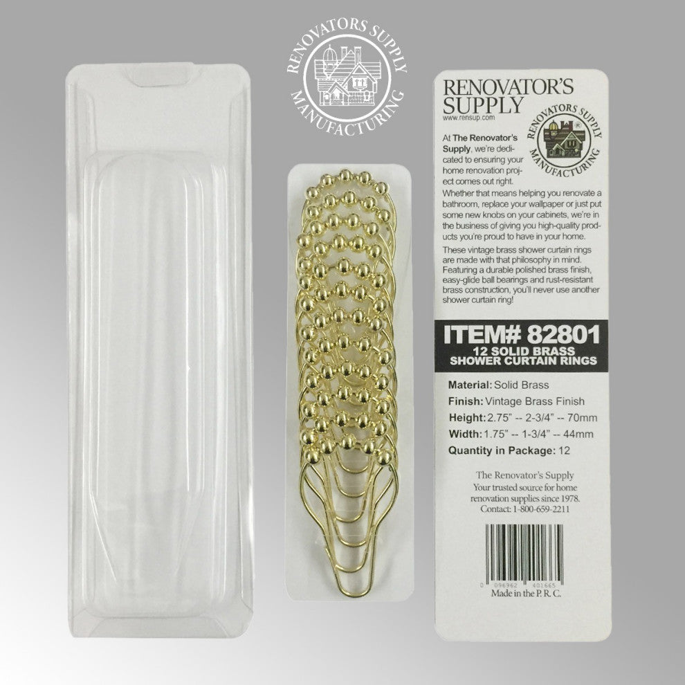 Brass Shower Curtain Ring Roller Ball Set Of 12