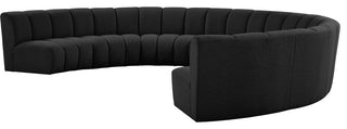 Infinity Black Boucle Fabric Upholstered Arc Shaped Modular Sectional, Black, 8-Piece, Arc-Shaped