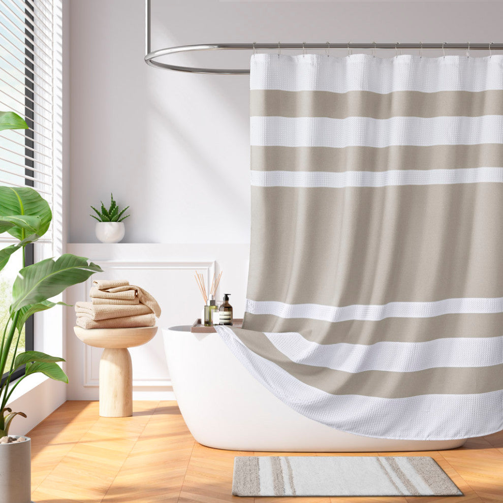 Madison Park Spa Waffle Shower Curtain With 3M Treatment