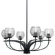 Cavella 6 Light Chandelier, Matte Black Finish, 6" Clear Ribbed Glass