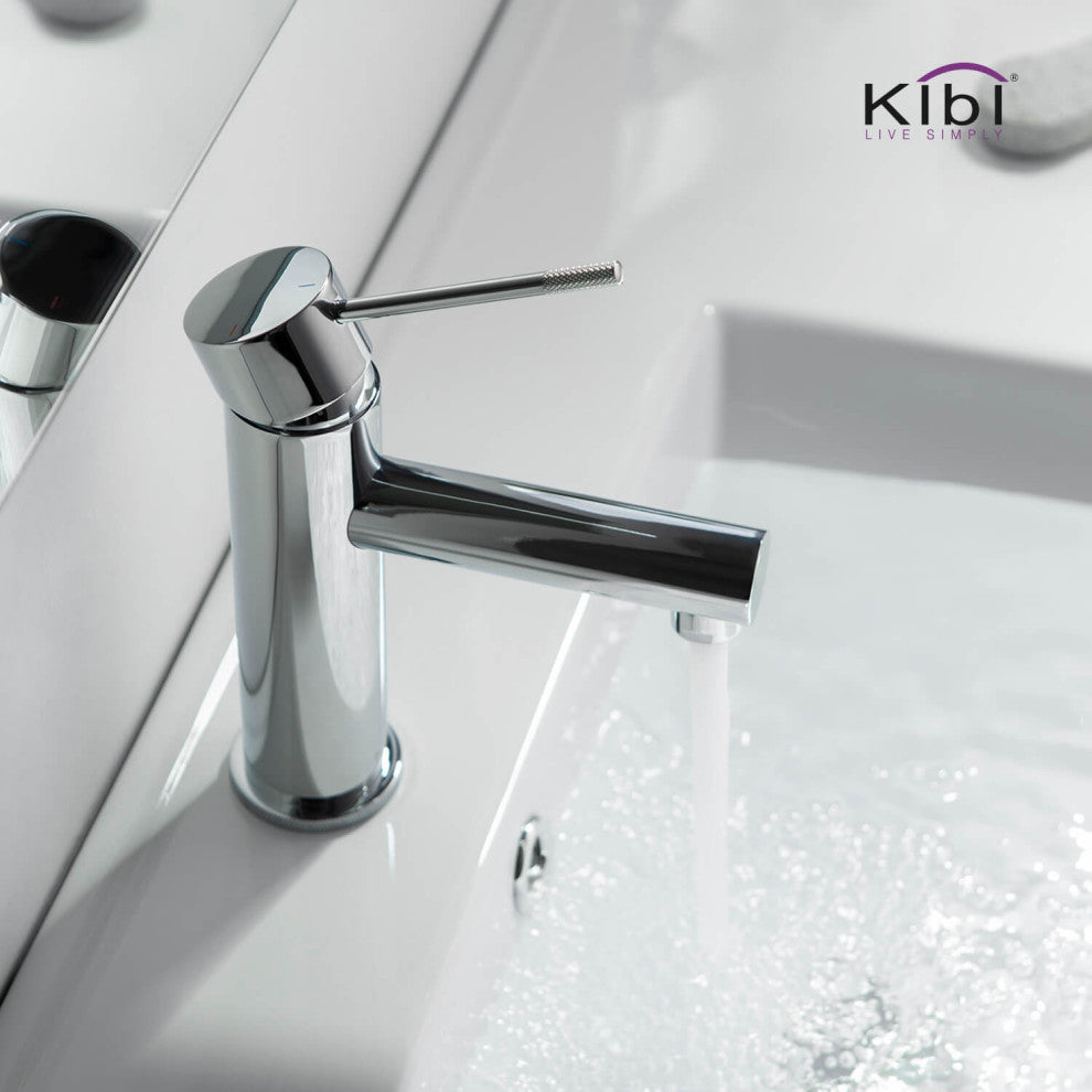 Circular X Brass Single Hole Bathroom Faucet KBF1010, Chrome, Without Drain
