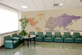 1-World Text Map Wall Mural, Desert Fade, Wallpaper, 8 panel, 142x76"