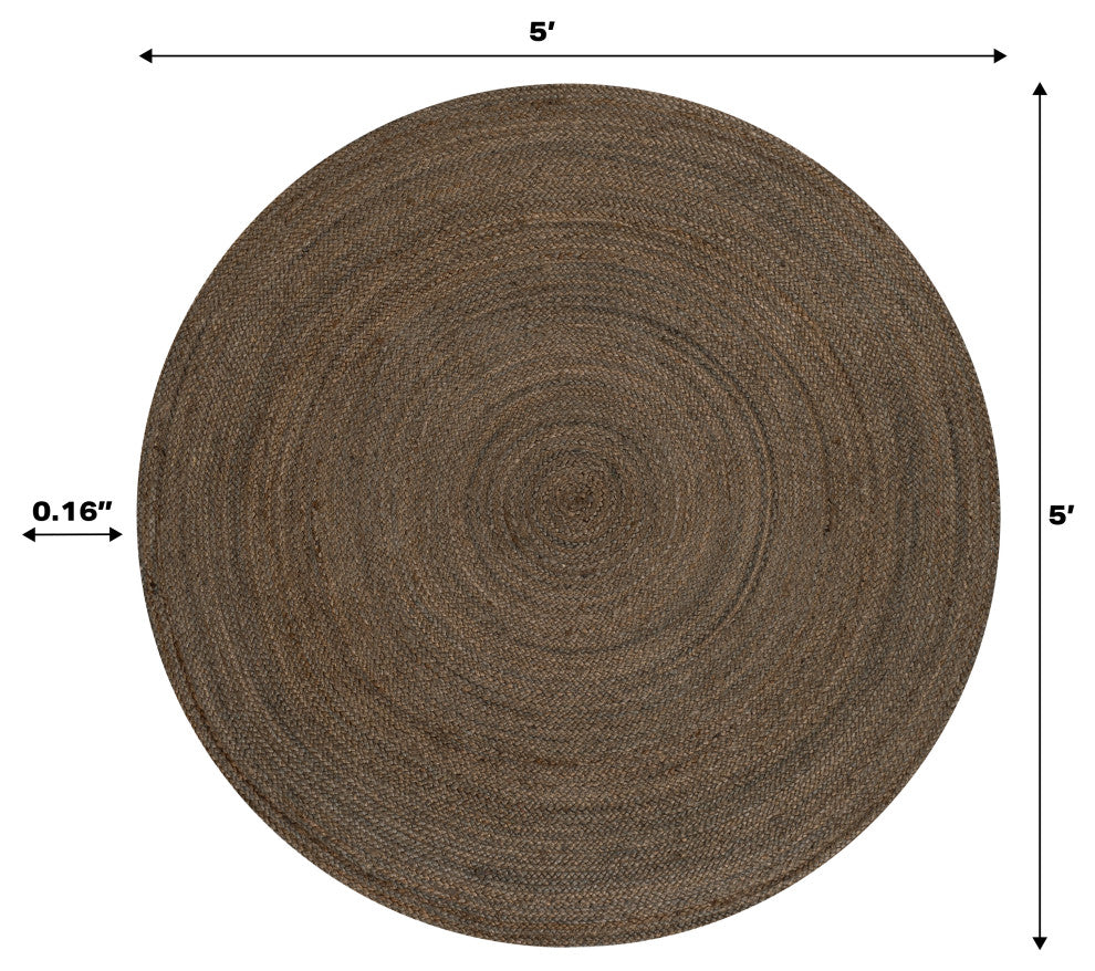 Zara Braided Coastal Cottage Round Jute Brown 6'' Round Area Rug