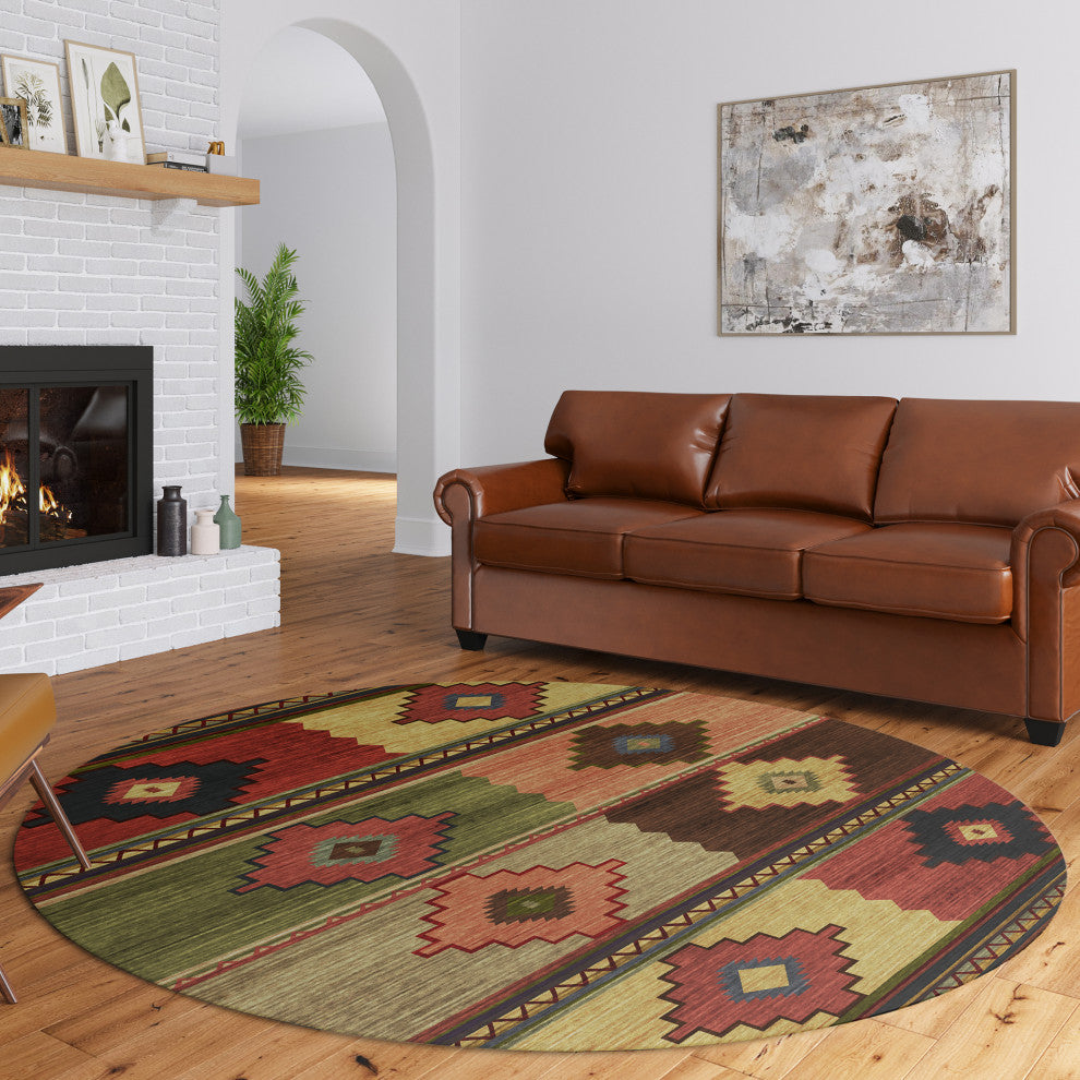 Indoor/Outdoor Phoenix PH1 Canyon Machine Washable 8' x 8' Round Rug