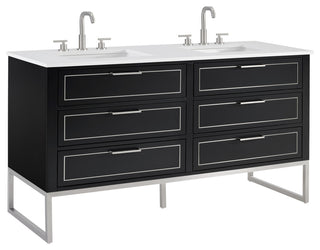 Markham Bathroom Vanity, Midnight Black/Brushed Nickel, 60", White Quartz Top