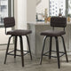 Swivel Bar Stool Leather Bar Stool, Wood Legs, Counter Height, Pu, Set of 2, Brown, 26"