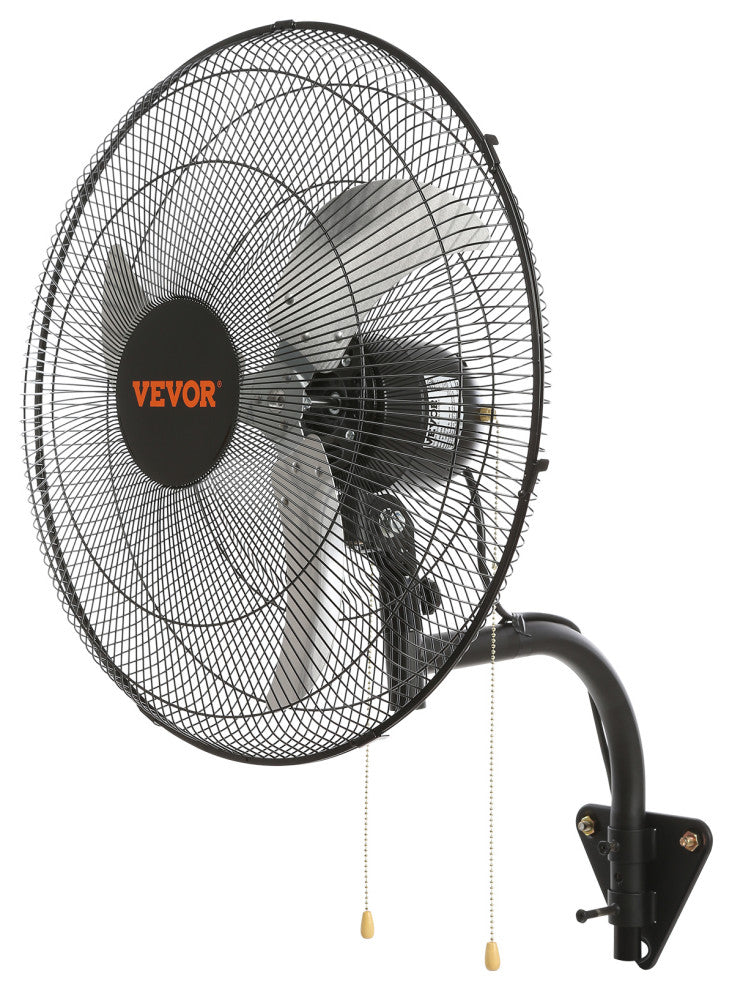 VEVOR Industrial Wall Mount Fan Oscillating Metal Fan 3 Speed, 20"