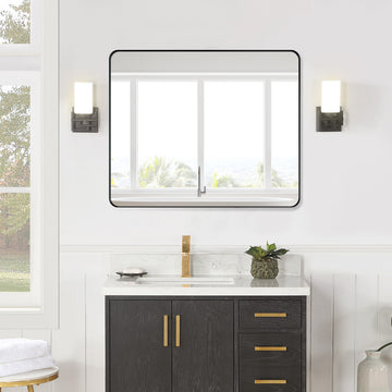 Nettuno Rectangle Bathroom/Vanity Aluminum Framed Wall Mirror, Matt Black, 36"