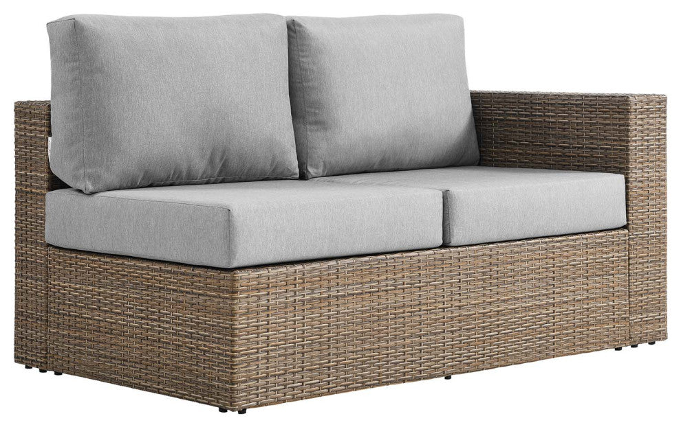 Outdoor Patio Outdoor Patio Sectional Sofa and Ottoman Set, Cappuccino Gray