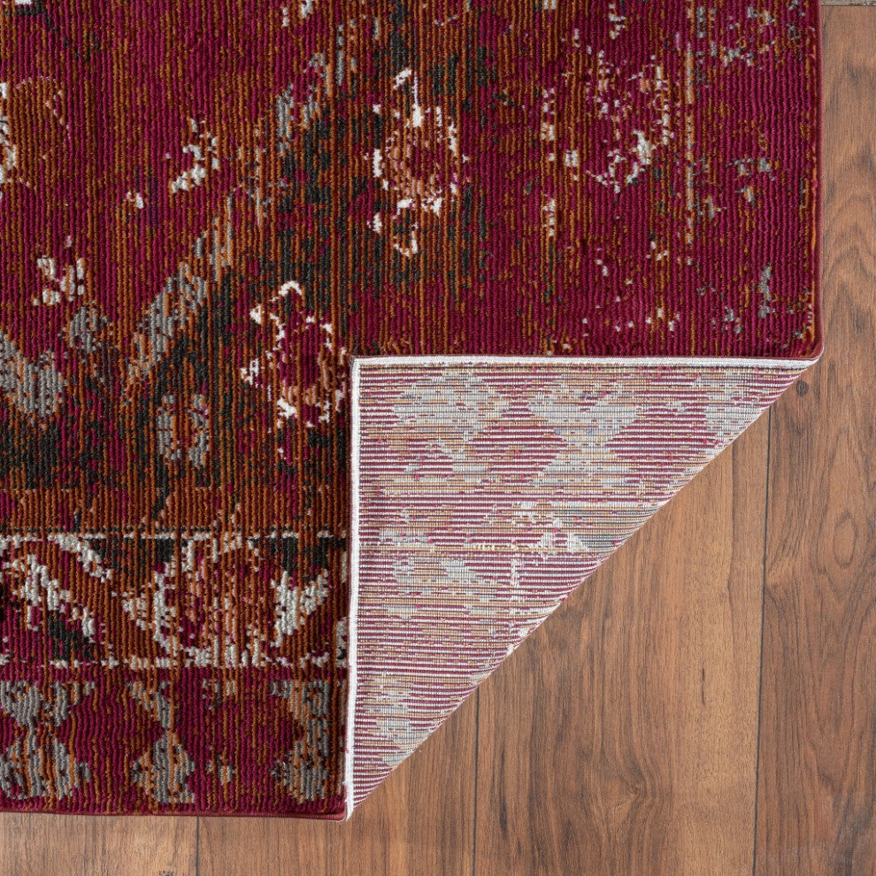 8" x 10" Deep Red Traditional Area Rug