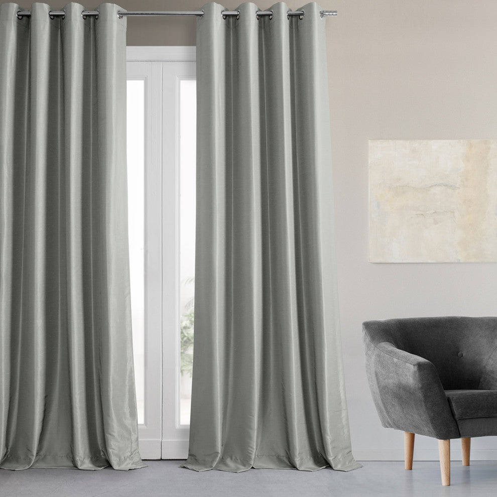 Silver Grommet Blackout Vintage FauxSilk Dupioni Single Panel, 50"x96"