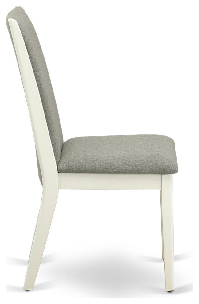 5Pc Dining Set 4 Chairs, Rectangle Wood Table, Linen White