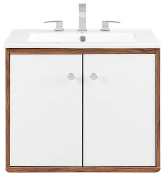 Transmit 24" Wall-Mount Bathroom Vanity-Walnut White