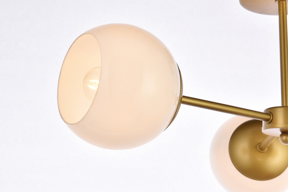 Brooke 26" Flush Mount, Brass With White Shade