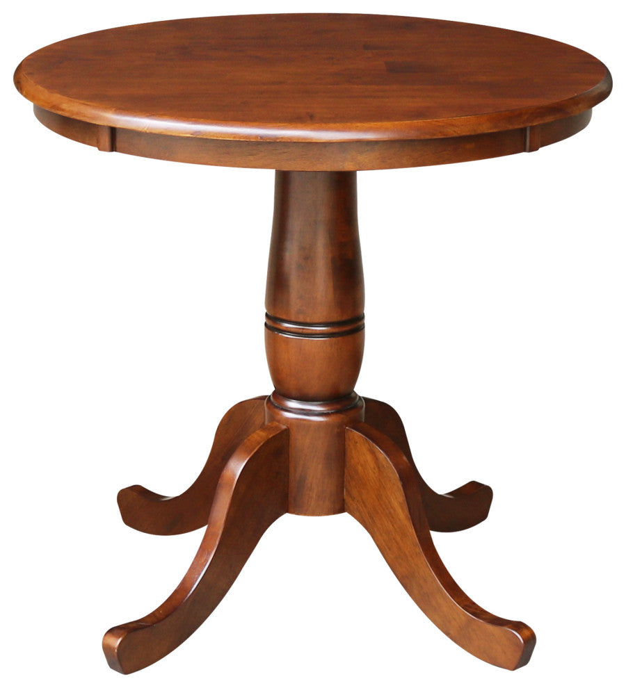 Round Top Pedestal Table, Espresso, 30 Inch Round