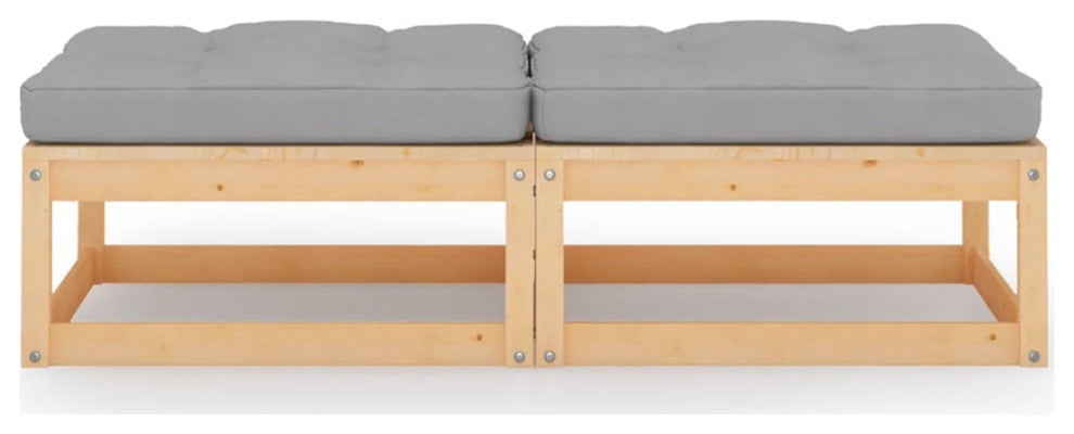 vidaXL Patio Footstools With Cushions 2 pcs Solid Pinewood