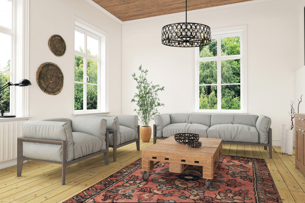 Dealey Eight Light Chandelier, Matte Black