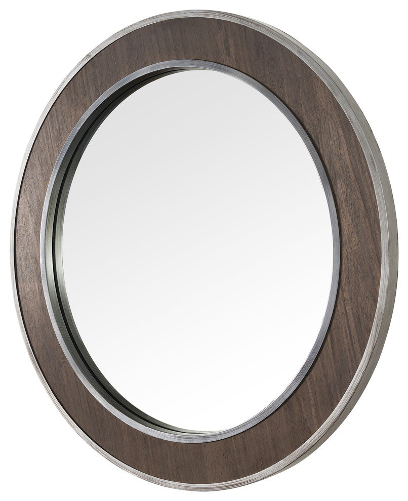 .-     Macie 30-in Round Wood and Metal Mirror