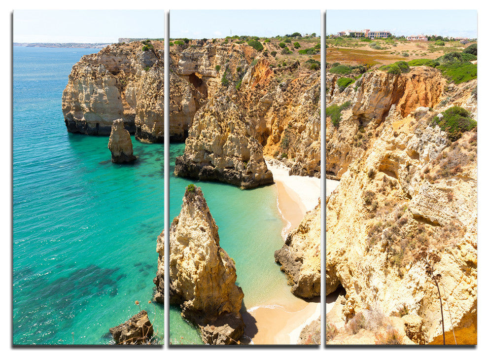 "Rocky and Rough Portugal Bay" Metal Wall Art, 3 Panels, 36"x28"