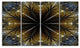 Symmetrical Gold Fractal Flower, Abstract Canvas Art Print, 48"x28", 4 Panels