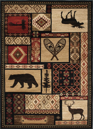 Lodge King Patchwork Multi Rustic Area Rug, 2'3"x7'7"